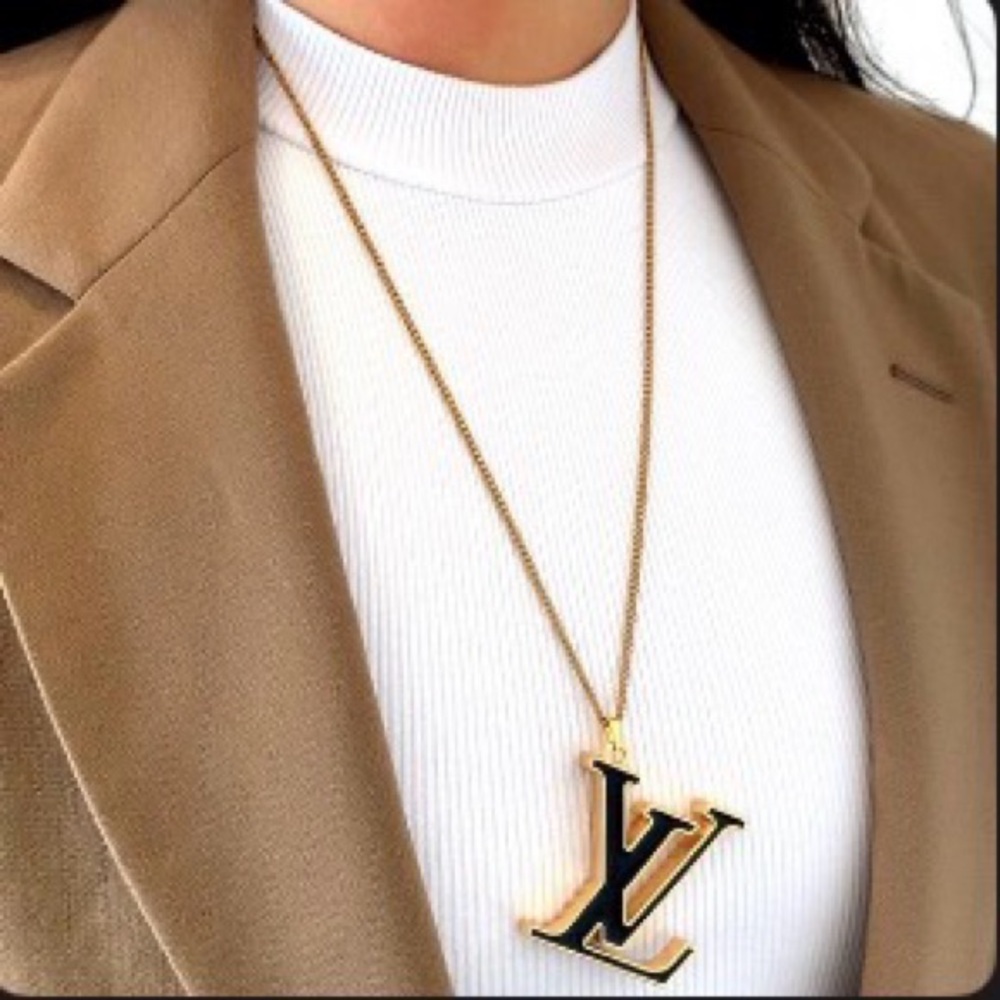 Gold and Black Pendant Necklace